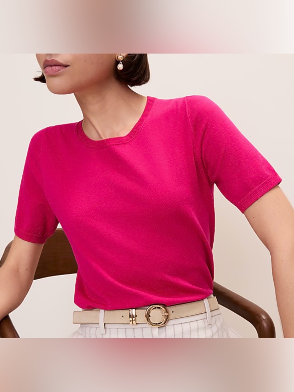 Ann Taylor Fuchsia Easy Sweater Tee, Size Medium